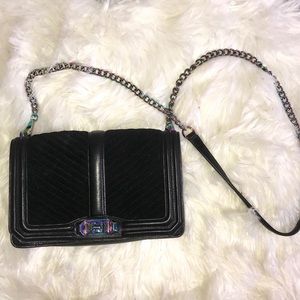 Rebecca Minkoff Black crossbody with rainbow chain